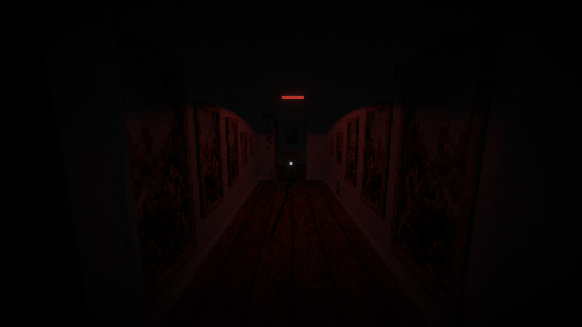 A threatening red-lit hallway in The Way Out